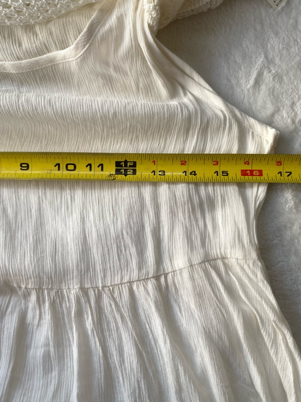 Anthropologie Ivory Crochet Open Knit Layered Sweater Set Size XS Boho Festival - Picture 9 of 11